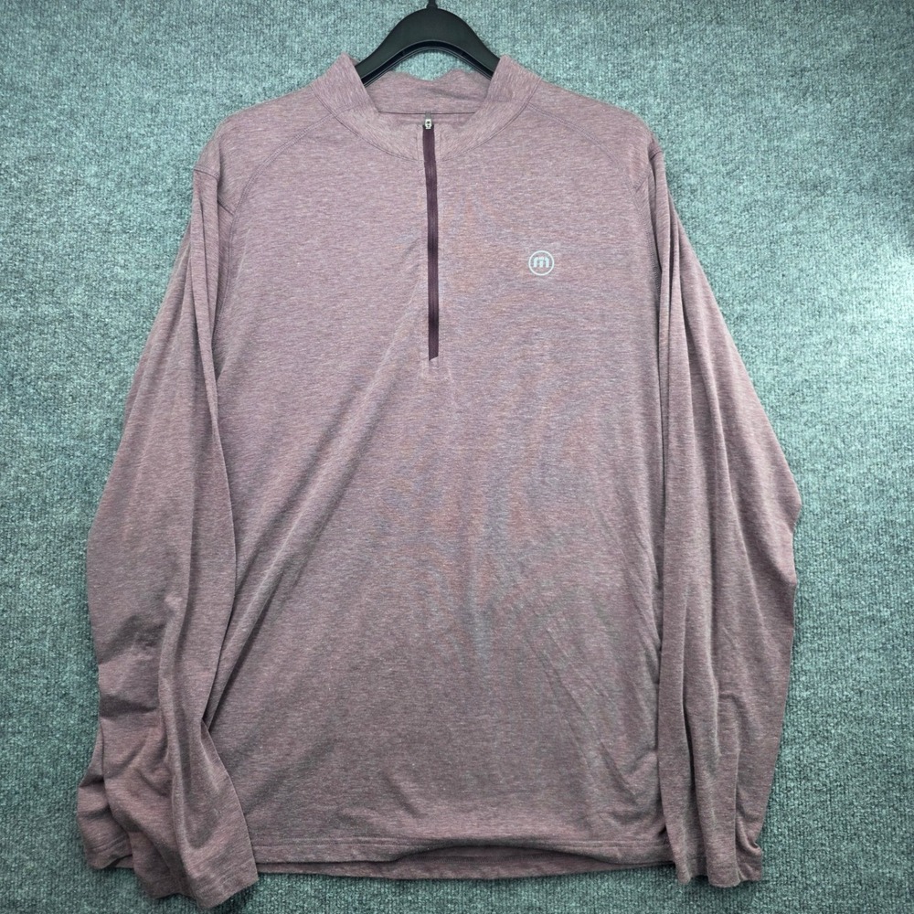 TravisMathew Mens 2XL Heathered Mauve 1/4 Zip Pullover Long Sleeve Golf Shirt